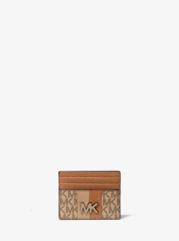 Panske Penazenky Michael Kors Hudson Logo Stripe Tall Card Case Hnede - Doplnky Michael Kors Nejlevnejsi | UEHFD-9574